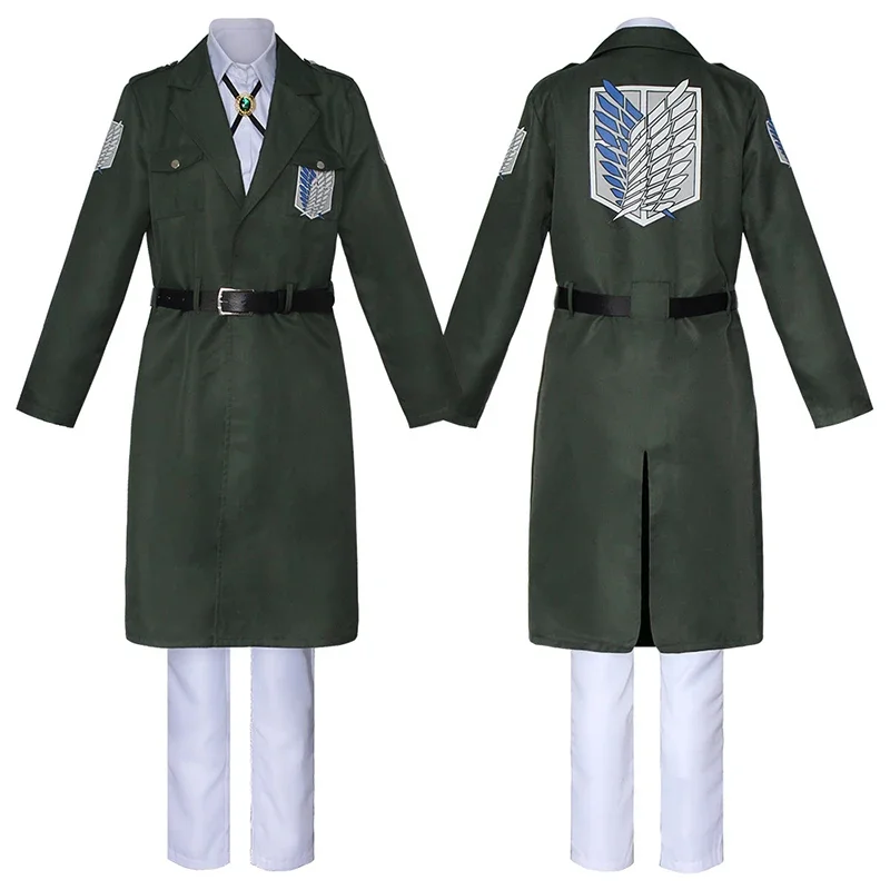 2025 New Anime AOT Cosplay Levi Costume Shingek No Kyojin Scouting Legion Soldier Coat Trench Jacket Uniform Halloween Outfit AA