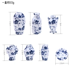 7Pcs Dollhouse Chinese Style Miniature Ceramic Porcelain Vase Mini Flower Bouquet Container Fairy Garden Scene Decor Accessories