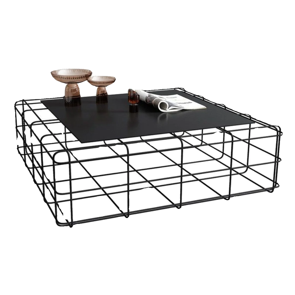

￥%Square Wrought Iron Industrial-style Coffee Table, Simple and Practical for Home Use, Combined As a Tea Table.