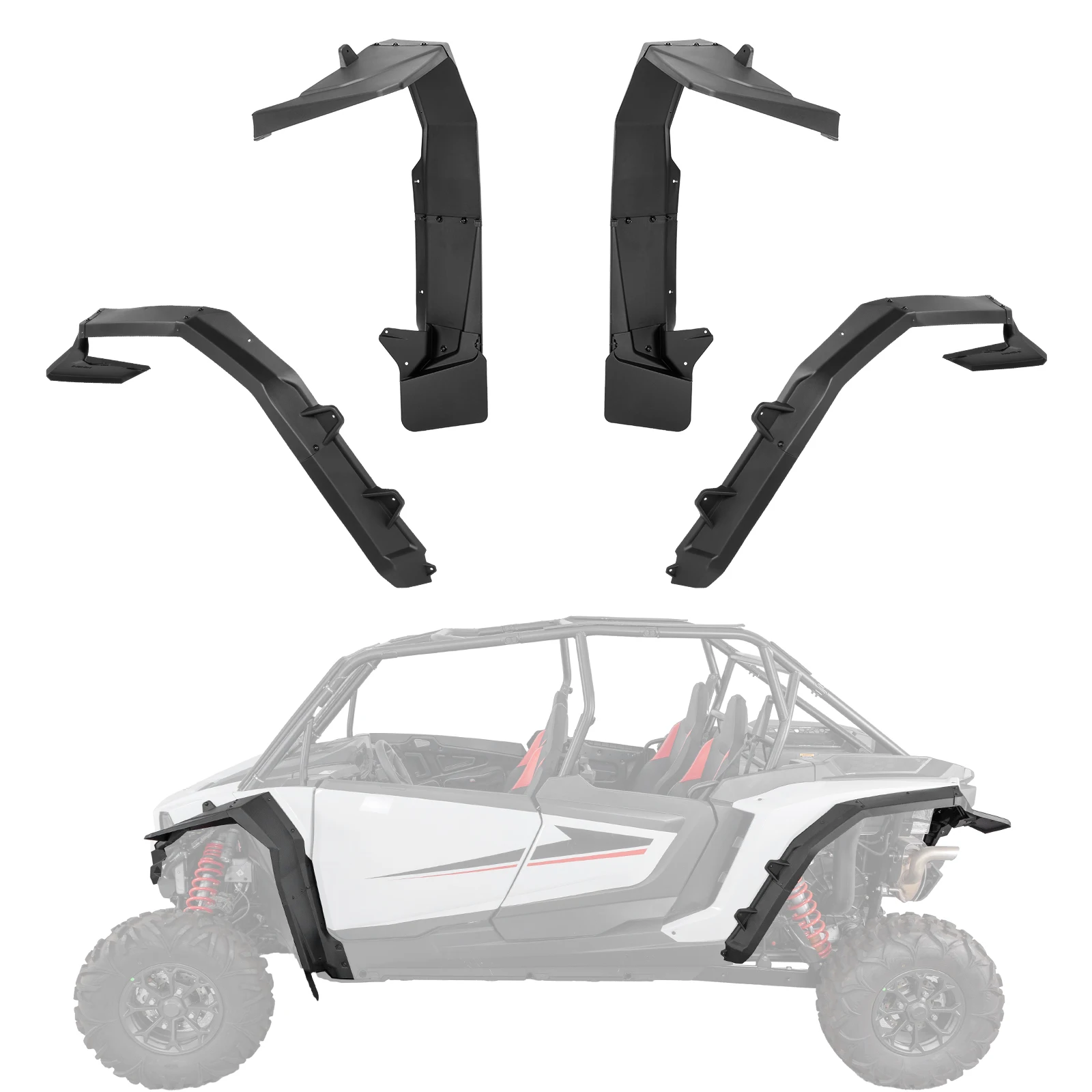 

KEMIMOTO UTV Front Rear Extended Fender Flares #2889133 Compatible with Polaris RZR XP 1000 /4 1000 2024 2025+ Full Mud Flaps