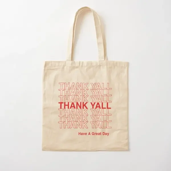 

Thank Y All Have A Nice Day Cotton Canvas Bag Ladies Casual Printed Foldable Reusable Unisex Grocery Shoulder Bag Handbag