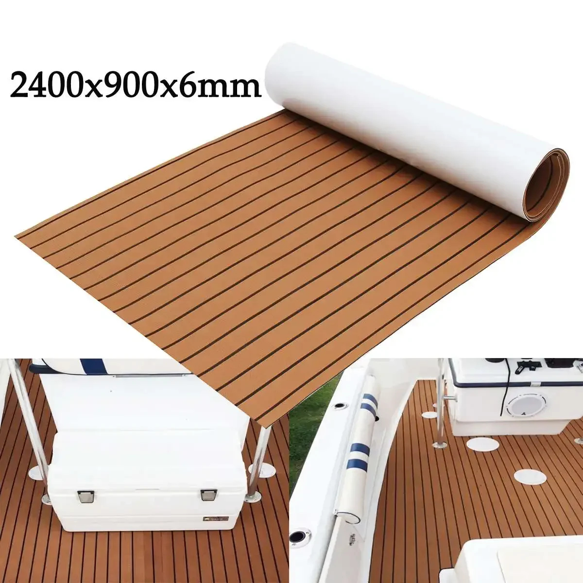 

Self-Adhesive Foam Teak Boat Deck Mat Anti-slip EVA Foam Boat Flooring Faux Teak Decking Sheet Marine Accessories 900x2400x6mm