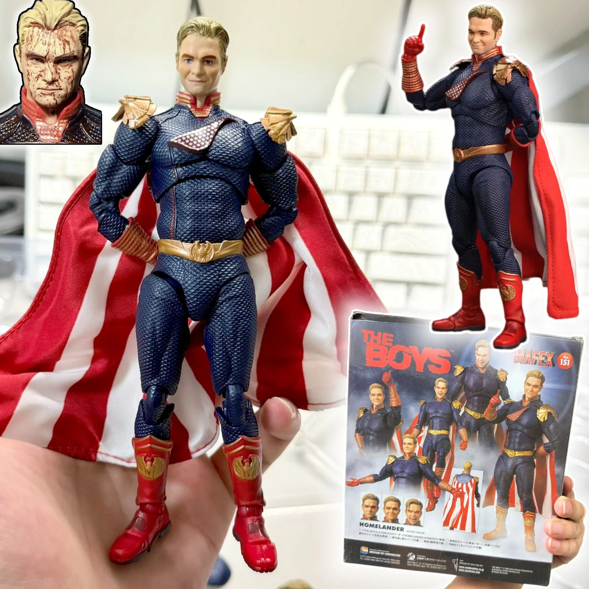 

Mafex Homelander The Boys Blood Splatter Ver No 151 Exclusive Action Figure Collectible Toy Festival Gift For Adult Collectors