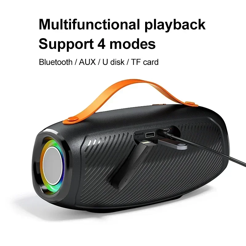 Alto-falante Bluetooth com luz RGB, estéreo portátil à prova d'água, poderoso Boombox, Rockmia, EBS-610, 20W, RGB Muisc 5.3