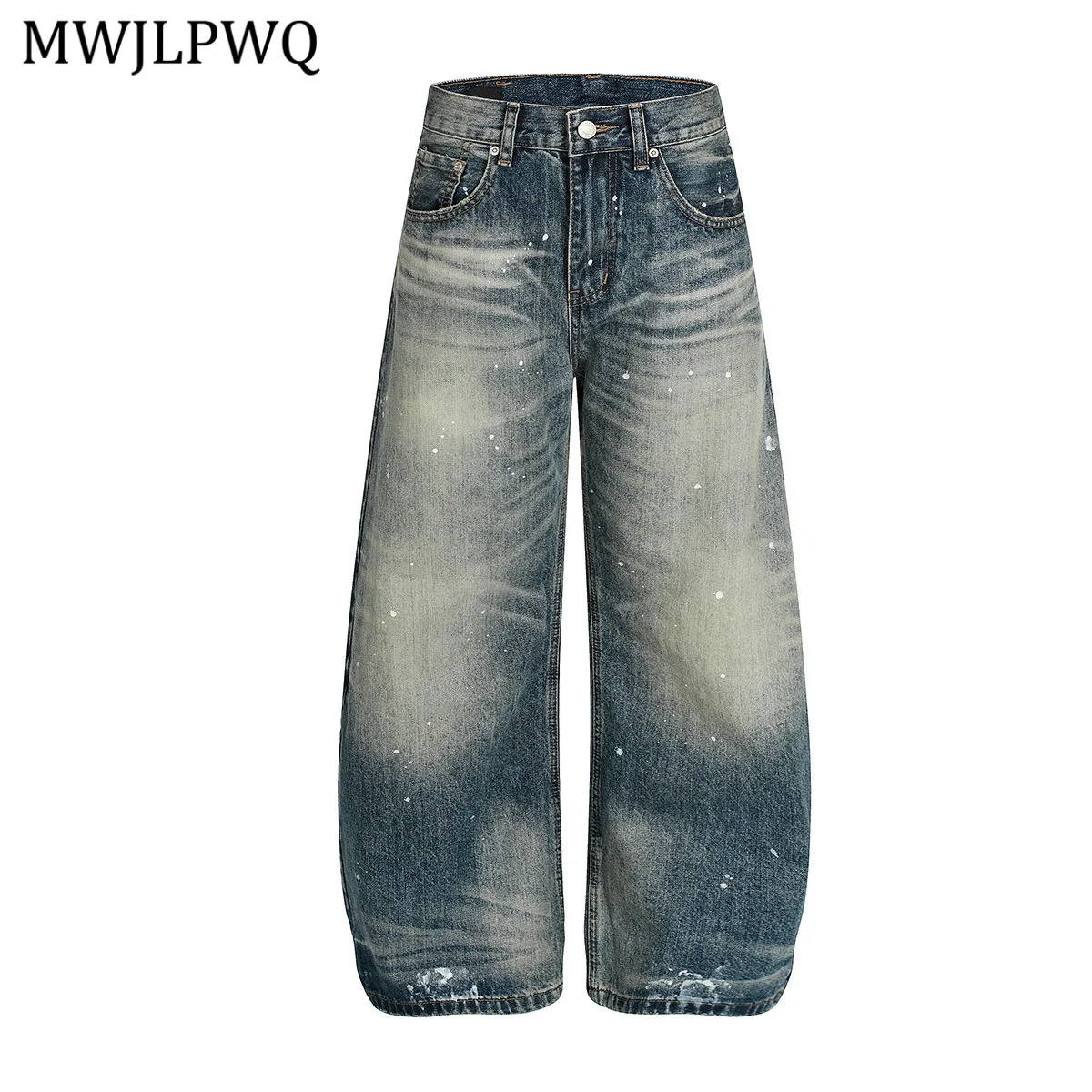 

MWJLPWQ мужские потертые джинсы в американском стиле RO High Street Splash Ink Design повседневные широкие брюки 2023, новинка осени 20959