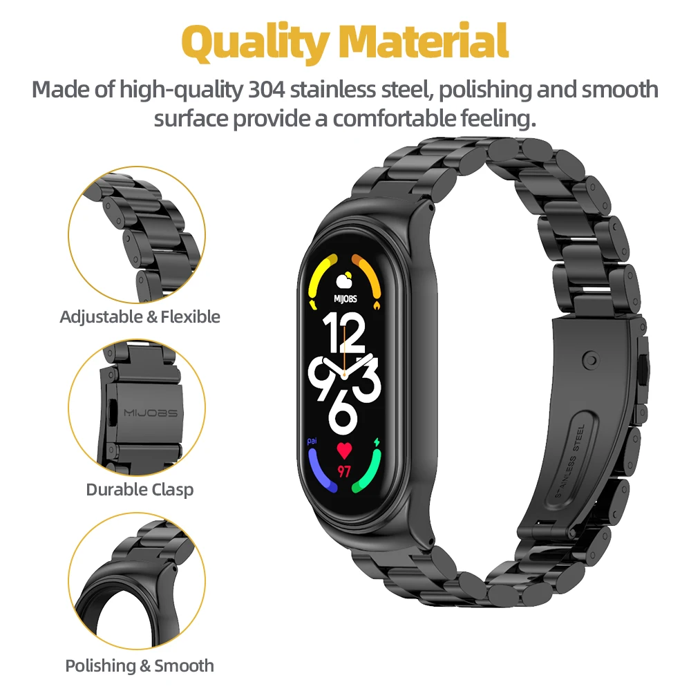 Mi Bnad 7 Strap Metal Wristbands for Xiaomi Mi Band 6 5 4 3 Smart Watch Accessories for Mi Band 6 Bracelet Correa Miband 5 Belt