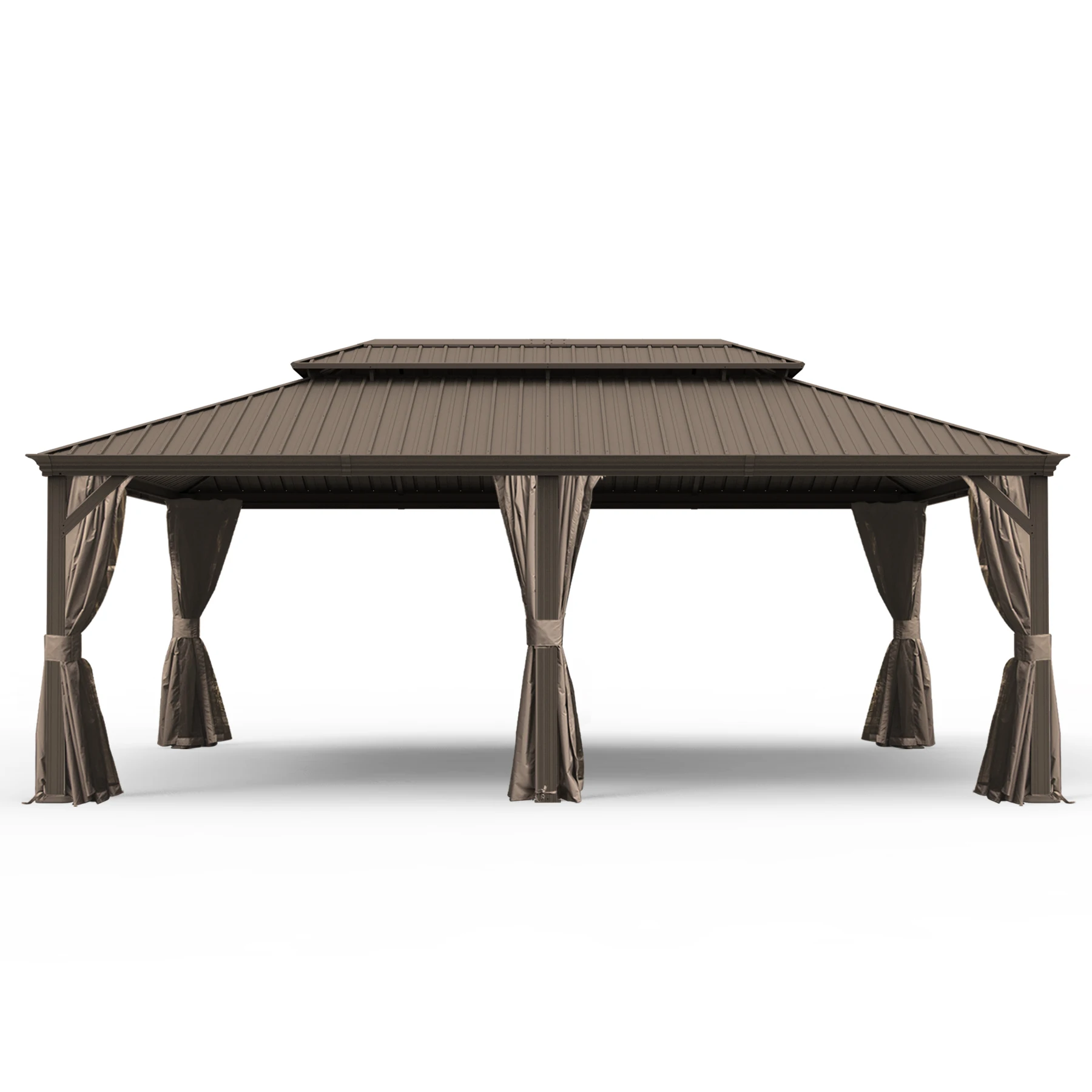 14X24 FT Outdoor Aluminum Frame Canopy Powder Coated Double Roof With Galvanized Steel for Patio Backyard Garden