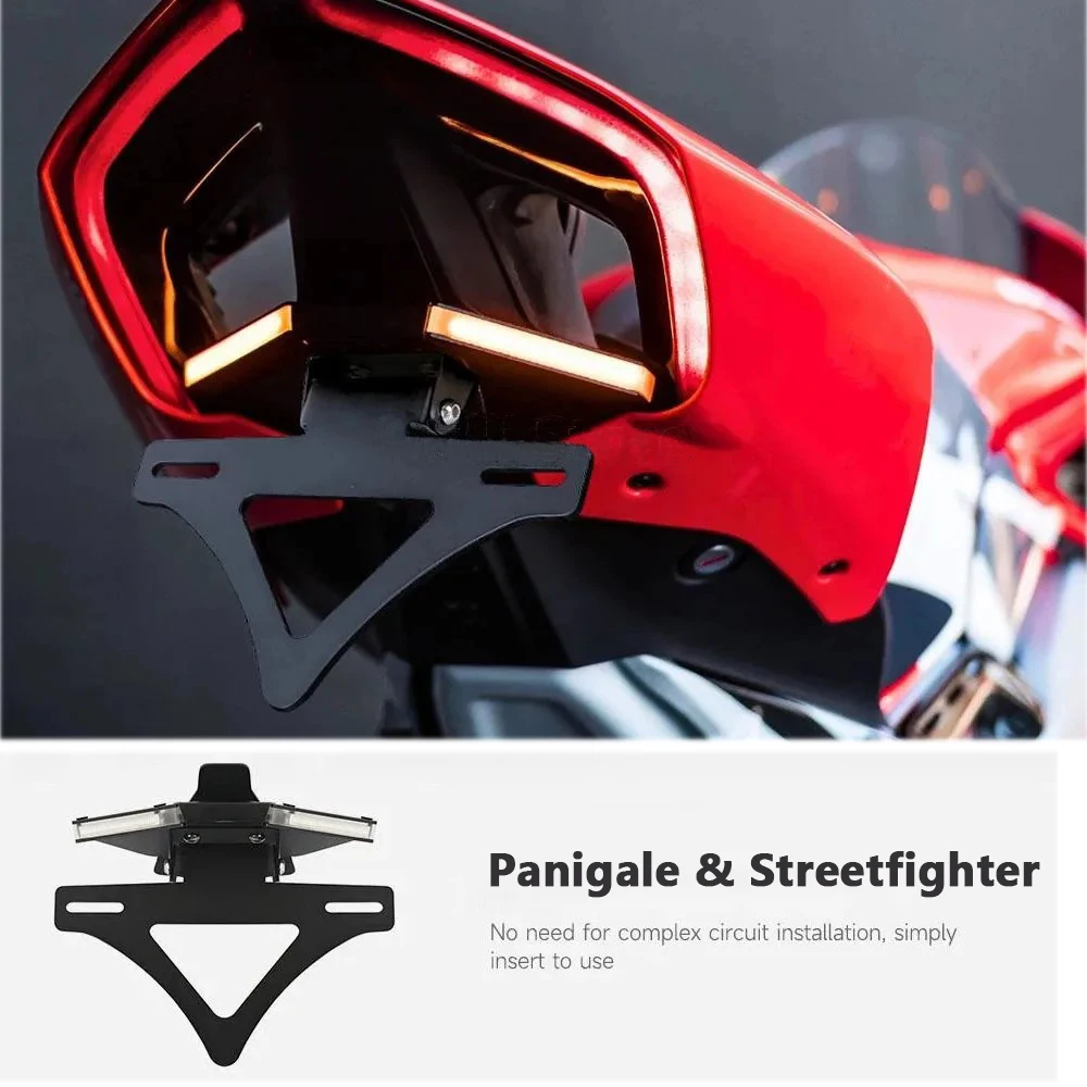 

For Ducati Panigale V2 V4 S Streetfighter V4 V2 License Plate Holder Bracket Motorcycle Accessories with LED Turn Signal Light