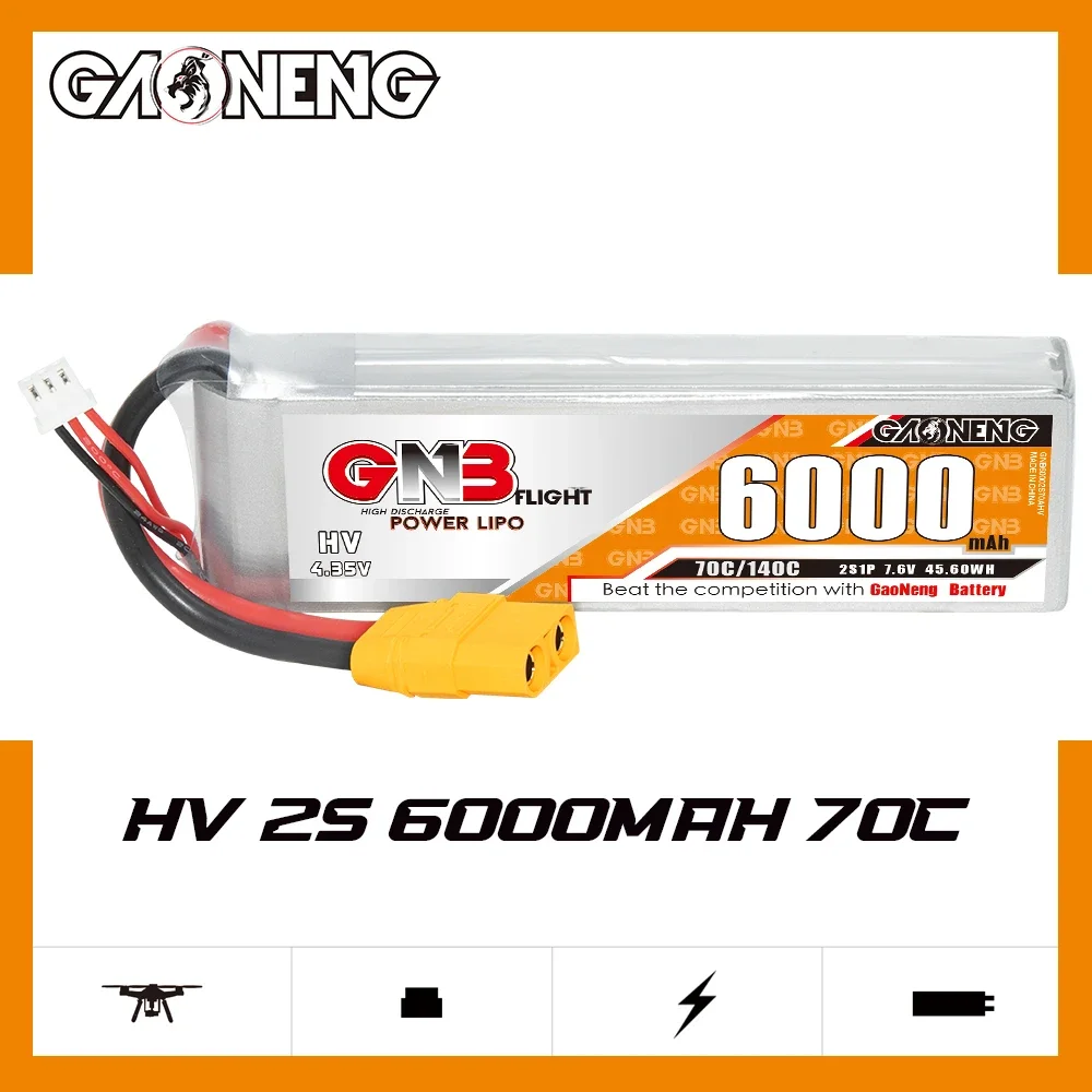 

GAONENG GNB 6000mAh HV 2S 70C 140C 7.6V XT90 LiPo Battery 1/10 and 1/8 scale RC Hobby Models Electric RC Devices RC Boat