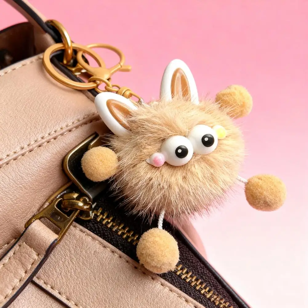 Plush Keychain Trendy Plush Fur Ball Keychain Mink Fur Lanyard Set Unique Briquette Pendant Fluffy Bag Charm Cute School Bag