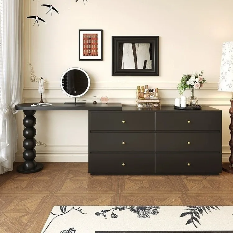 

Black Dressing Table Dressing Bedroom Luxury Makeup Bedside Dresser with 6 Drawers Organizer Vanity Tocadores Desk Furniture