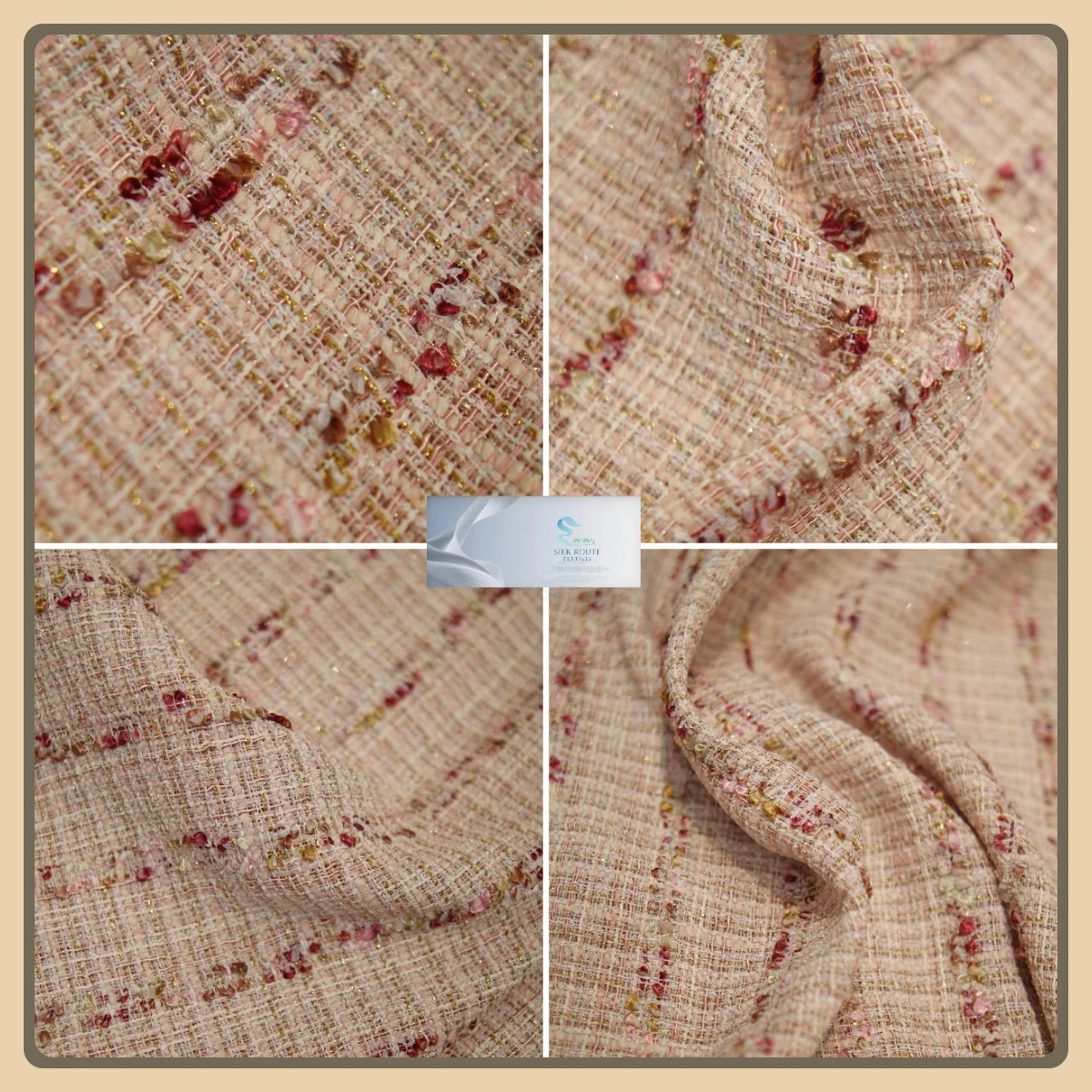 

Retro Red Gold Tweed Coarse Wool Fabric for Coat Skirt Elegant Textured Material for DIY Fashion Garment and Outerwear