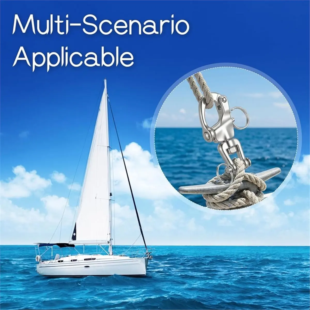 THANKYOU 6PCS Stainless Steel Rotating Buckle Quick Release U-Shaped Clamp, Suitable for Sailboat Baskets and Ship Rigging