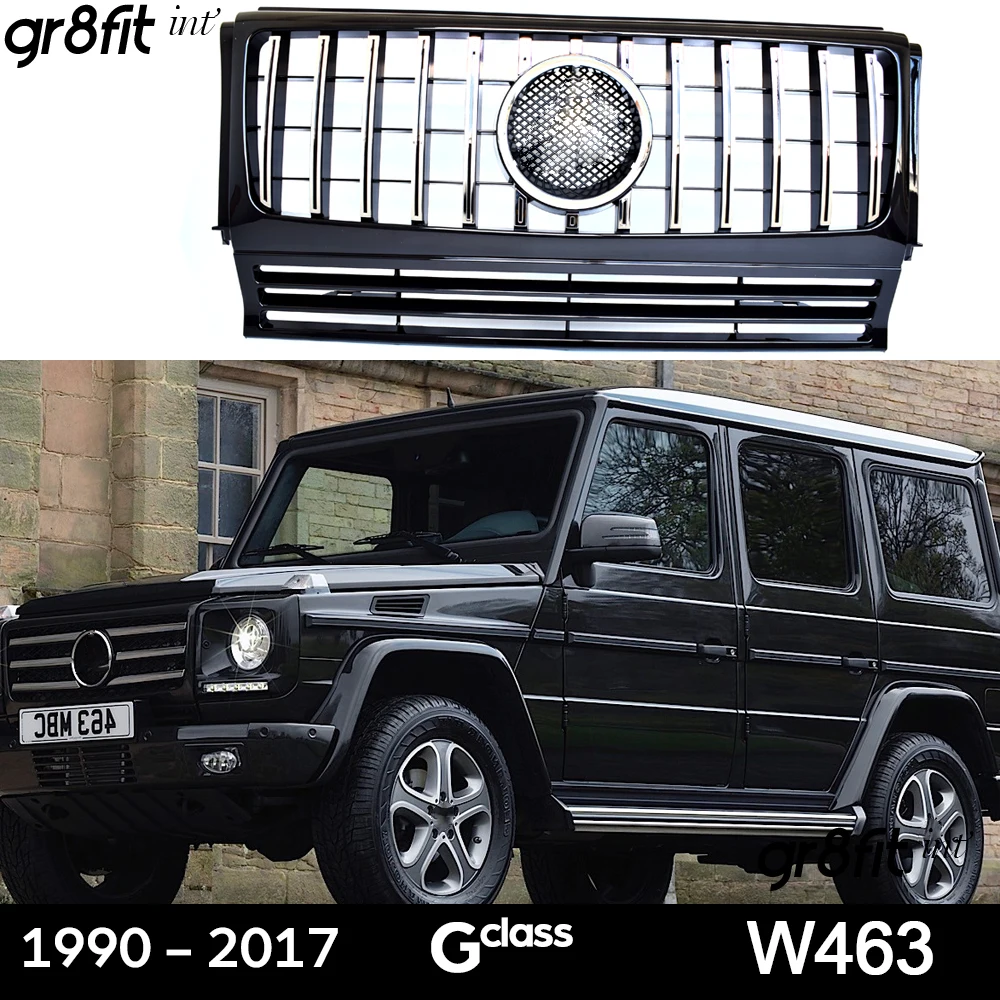 

Black Silver Panamericana Front Bumper Grill Grille for Mercedes G Class 1G G-wagon W463 1990 - 2017 G350 G450 G500