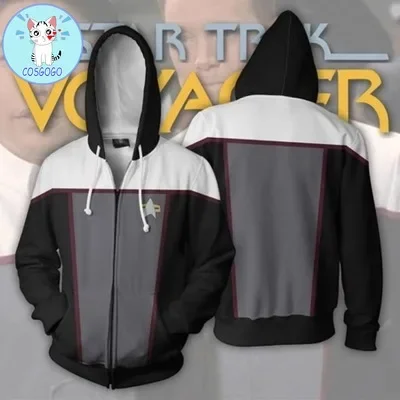 Disfraz de Star Voyager Command para Cosplay, de Trek Sudadera con capucha, chaqueta con cremallera con estampado 3D, abrigo, chándal 5XL