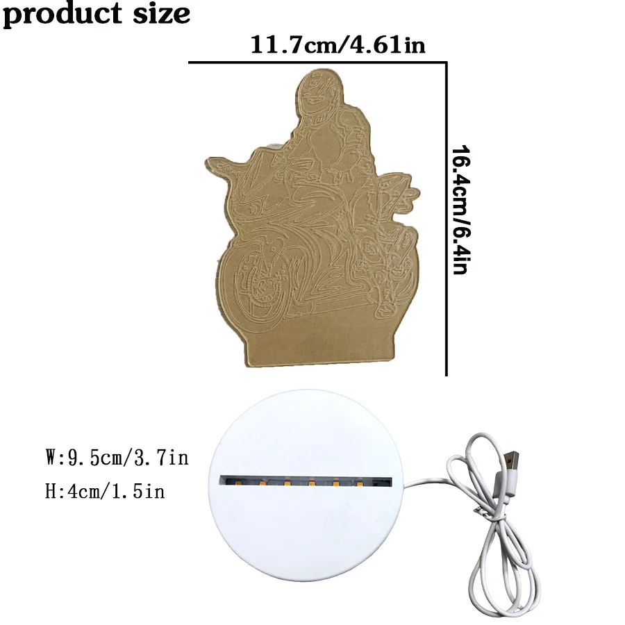 3Dライディングバイクナイトライト、部屋やリビングルームのテーブル装飾ライト、ホリデーギフト、色調整可能。