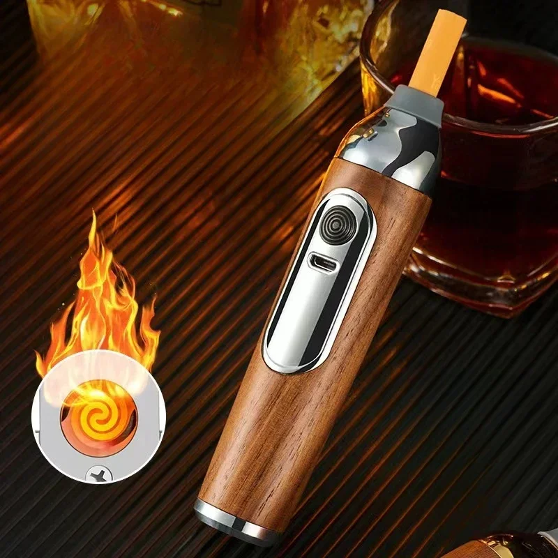 HOT Handheld Mini Ashtrays USB Lighter Anti Soot-flying Portable Car Ashtray Wood For Working Driving Soot Holder Gifts For Men