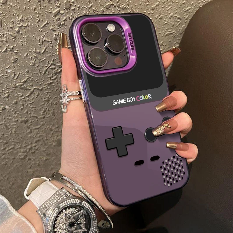 Clássico retro g-gameboy laser caso de telefone para iphone 12 11 13 14 15 16 max pro plus imd à prova de choque silicone coque