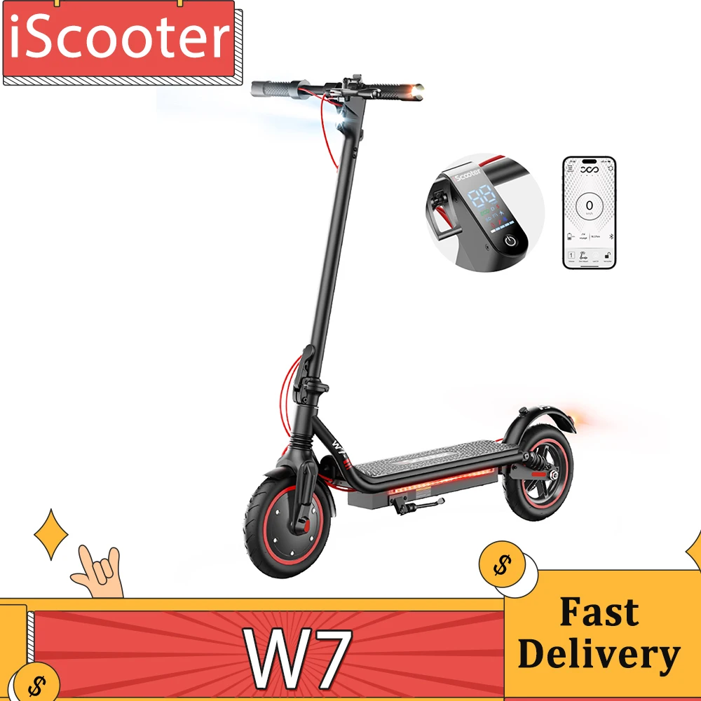 iScooter W7 Electric Scooter, 350W Motor, 42V 7.8AH Battery, 8.5-inch Inflatable Tire, 35km/h Max Speed, 30km Range, APP Control