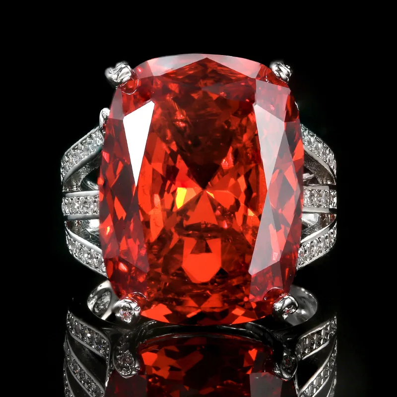 Luxury Prong Setting Oval Gemstone Adjustable Rings for Women Red Blue Orange Pink Stones with Elegant Design Fashion Jewelry