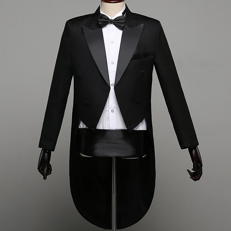 Mens Tailcoat Formal Tuxedo Dress Suit Swallow Tail Coat Male Wedding Jacket Suits Blazers Party Wedding Dance Magic Performance