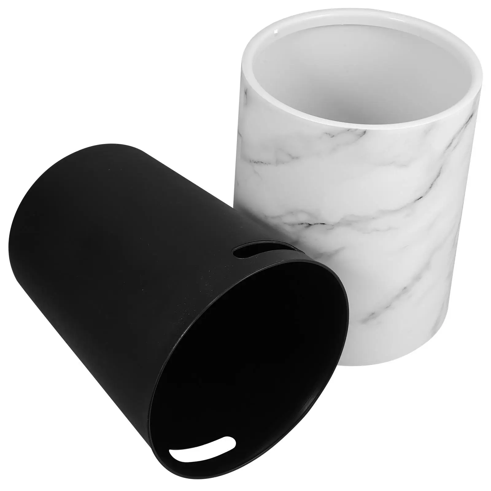 Marble Waste Bin 12L Black Medium Office Bathroom Garbage Can Kitchen Trash Container Plastic Storage Bucket