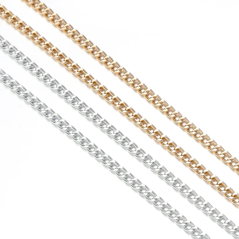 5 Yards/Roll Metal Aluminum O-Shaped Chains Gold Silver Color Twist Chain for DIY Jewelry Making Clothing Bag Accessory Supplies