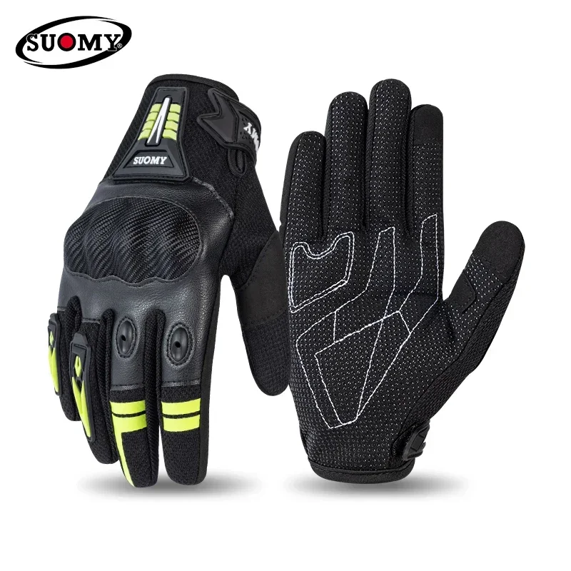 Летние мужские и женские мотоциклетные перчатки SUOMY, дышащие, с сенсорным экраном, противоскользящие, износостойкие, для верховой езды, перчатки для мотокросса Летние мужские и женские мотоциклетные перчатки SUOMY, дышащие, с сенсорным экраном, противоскользящие, износостойкие, для верховой езды, перчатки для мотокросса