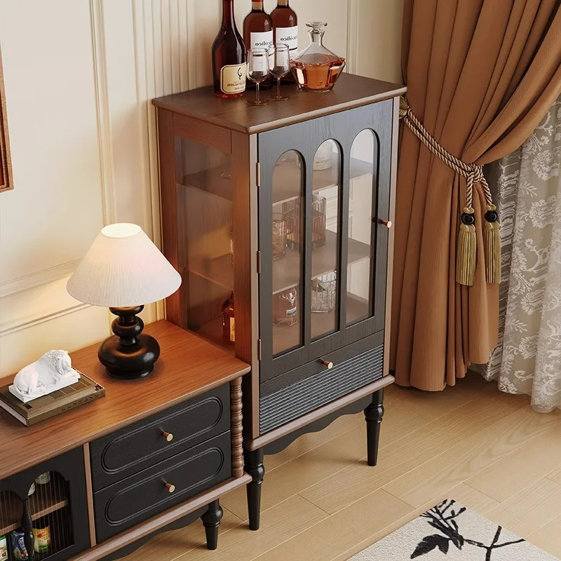 Mobile TV retrò in legno massello 2025 nuova combinazione di mobili TV per soggiorno Armadietto francese per la casa integrato