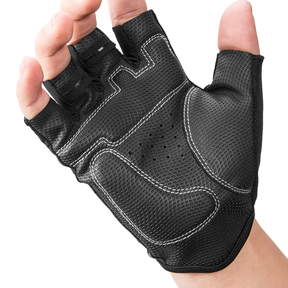 1Pair Breathable Cycling Gloves Unisex Half Finger Lightweight Shockproof Road Sports Riding Outdoor Travel Gloves Size M Black
