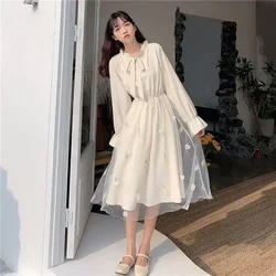 Spring Autumn New In Chiffon Women's Long Sleeve Dresses Elegant Chic Clothes On Sales Trendy Kpop Party Pretty G X Female Dress