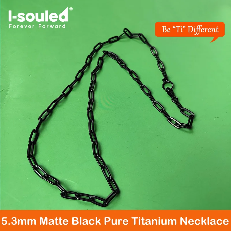 

Unisex Black Titanium Flat Long Chain Necklace 5mm Hypoallergenic Minimalist Daily Accessory for Men And Women