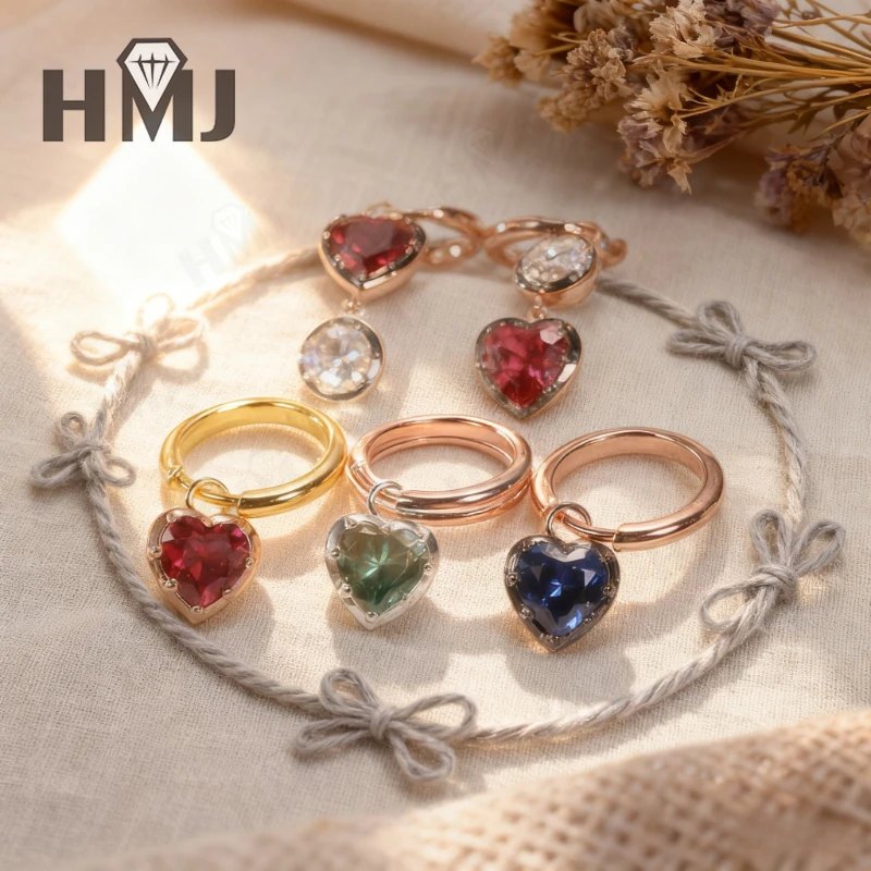 

Романтические серьги-кольца в форме сердца с драгоценными камнями, разноцветный дизайн, модные украшения для женщин, идеально подходят для повседневного ношения или подарка