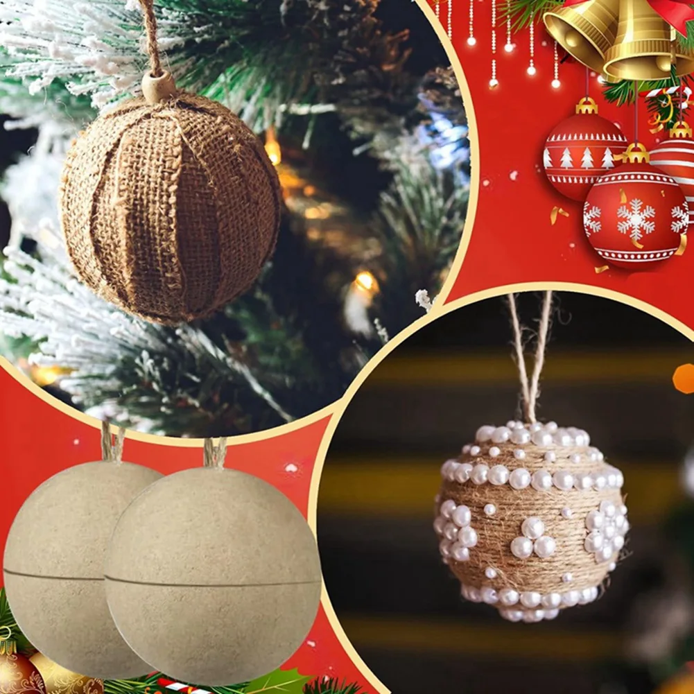 AA94-48 Pcs Christmas Paper Mache Balls 3.15 Inch Unpainted Empty Ball Ornaments Craft Supplies Easy Install Easy To Use