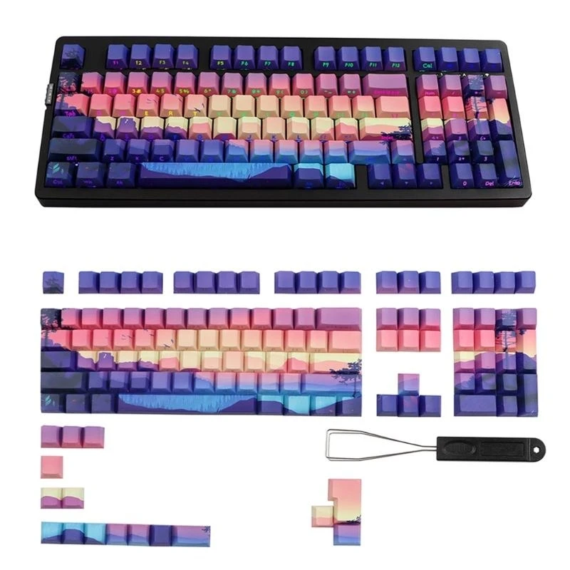 

DoubleShotots PBT Keycaps 124 Keys Dreamland Cherryprofile Keycap Установки подсветки для механических крышек клавиатуры