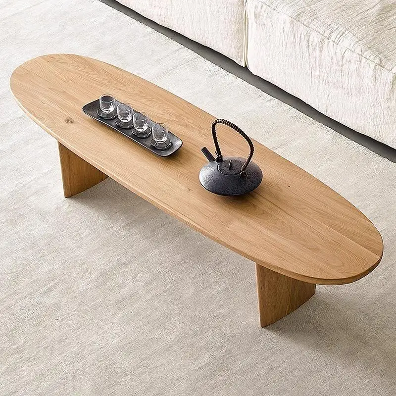 

Solid wood coffee table living room modern simple household oval coffee table