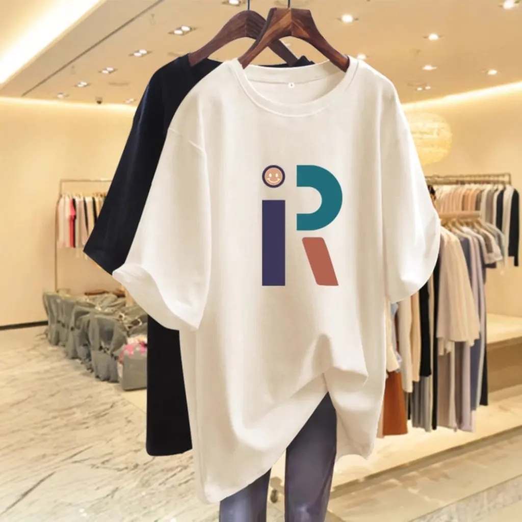 

Women's Heavy European Loose plus Size Short-Sleeved Cotton T-Shirt Summer Slimming Shoulder Top Ins Style
