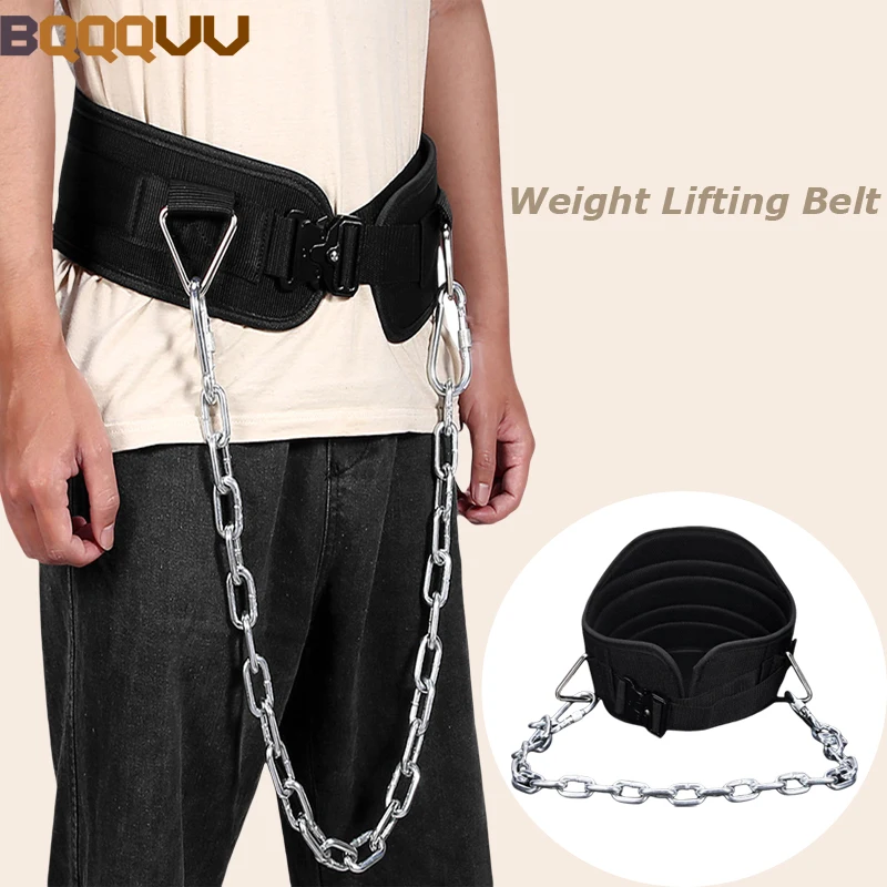 

Dip Belt for Weightlifting, Gym Workout, Pull Ups Belt with Chain, Waist Belts, Crossfit for Squat, Training Men and Women, 1Set