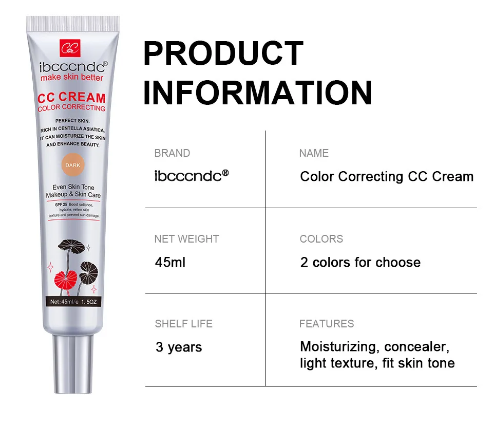 Ibcccndc crema isolante CC correttore Primer per trucco schiarente idratante invisibile a lunga durata