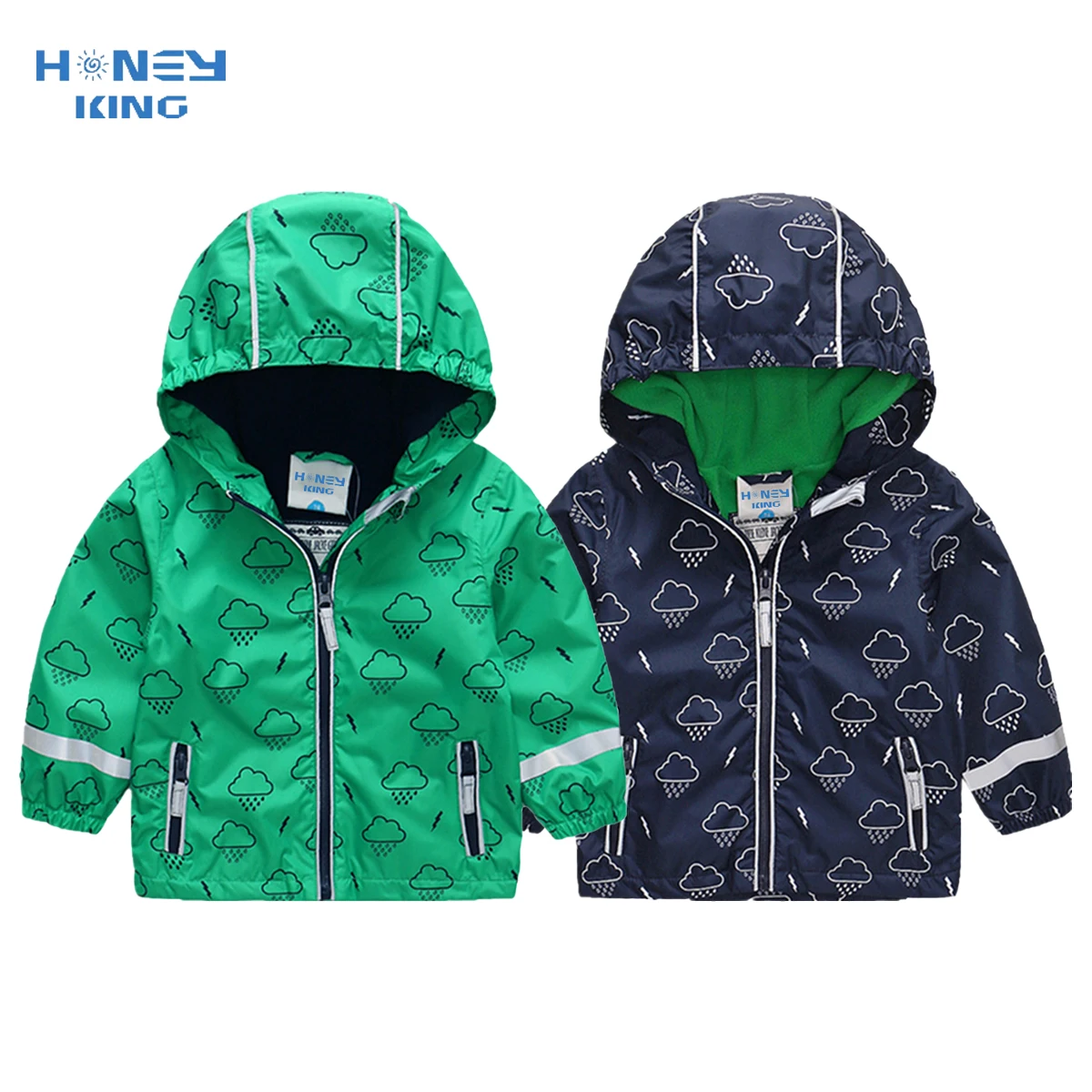 HONEYKING Boy's Jacket Children Spring&Autumn Outerwear Toddler Outfits Kids Hooded Waterproof Jacket Rain Coats Kids Clothes