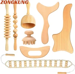 Wooden Therapy Massager Maderoterapia Kit For Lymphatic Drainage Anti Cellulite Body Slimmling Wood Gua Sha MassageTools