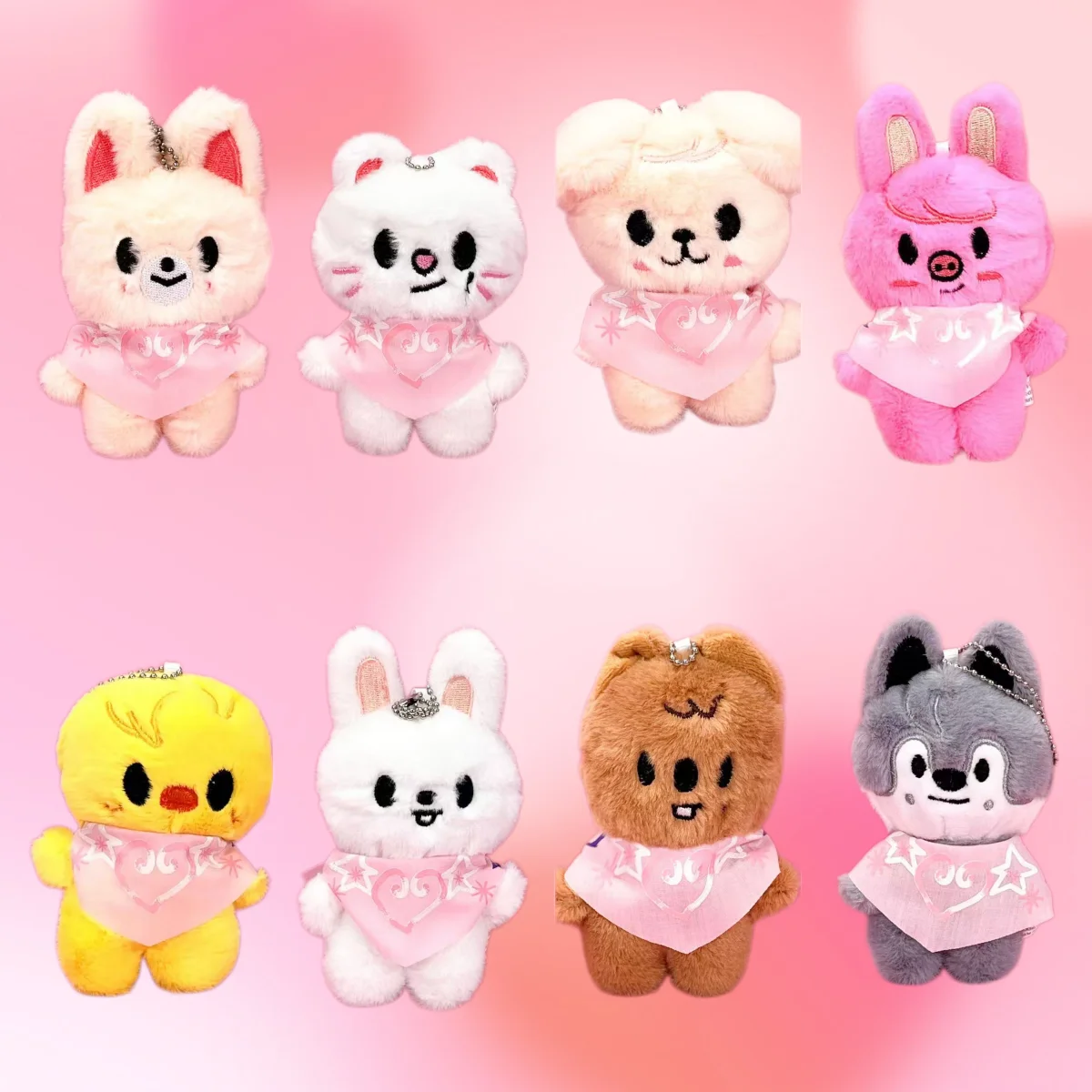 Cute Bib‑Wearing Cartoon Animal Plush Keychain, Soft Stuffed Doll With Saliva Towel, Backpack Bag Pendant Ornament
