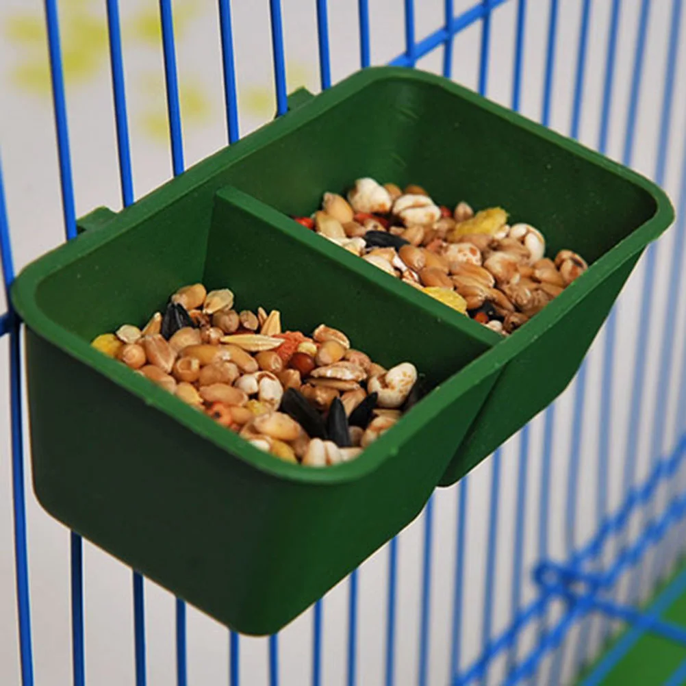 

10pcs Double-slot Bowl Pet Feeder Green Trough Birds Accessories Double Trough Bowl Design Fill Food Water Safe Durable Plastic