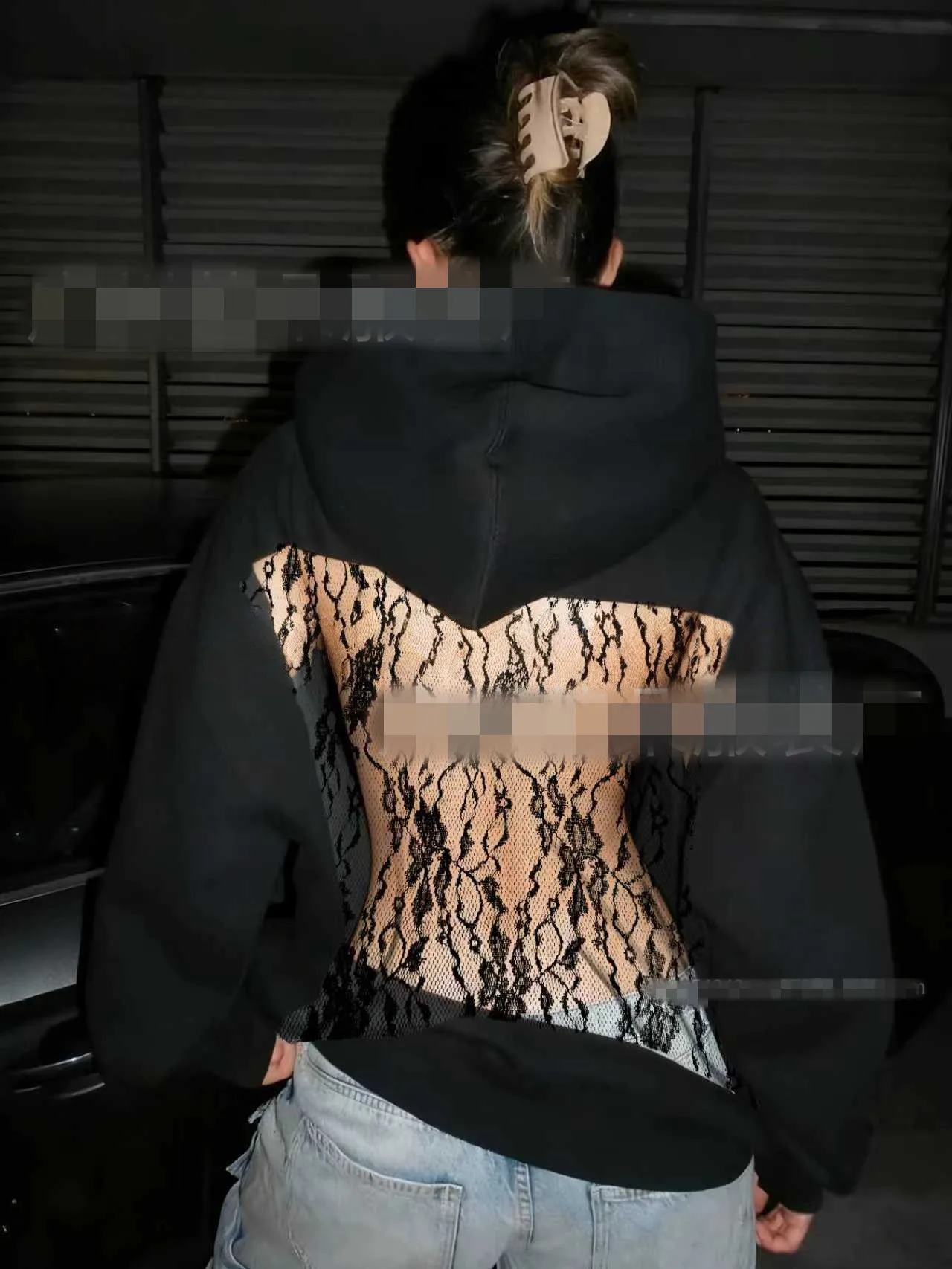 Nieuwe herfstmode sexy mesh met lange mouwen uitgehold effen kleur losse fit hoodies, 3 kleuren