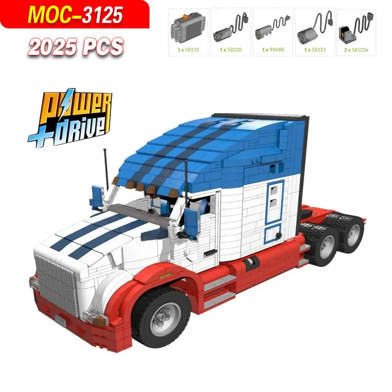 MOC-3125 y MOC-3204 Kit de modelo de bloques de construcción de camión semirremolque y remolque Lowboy-juguetes de construcción de ingeniería mecánica