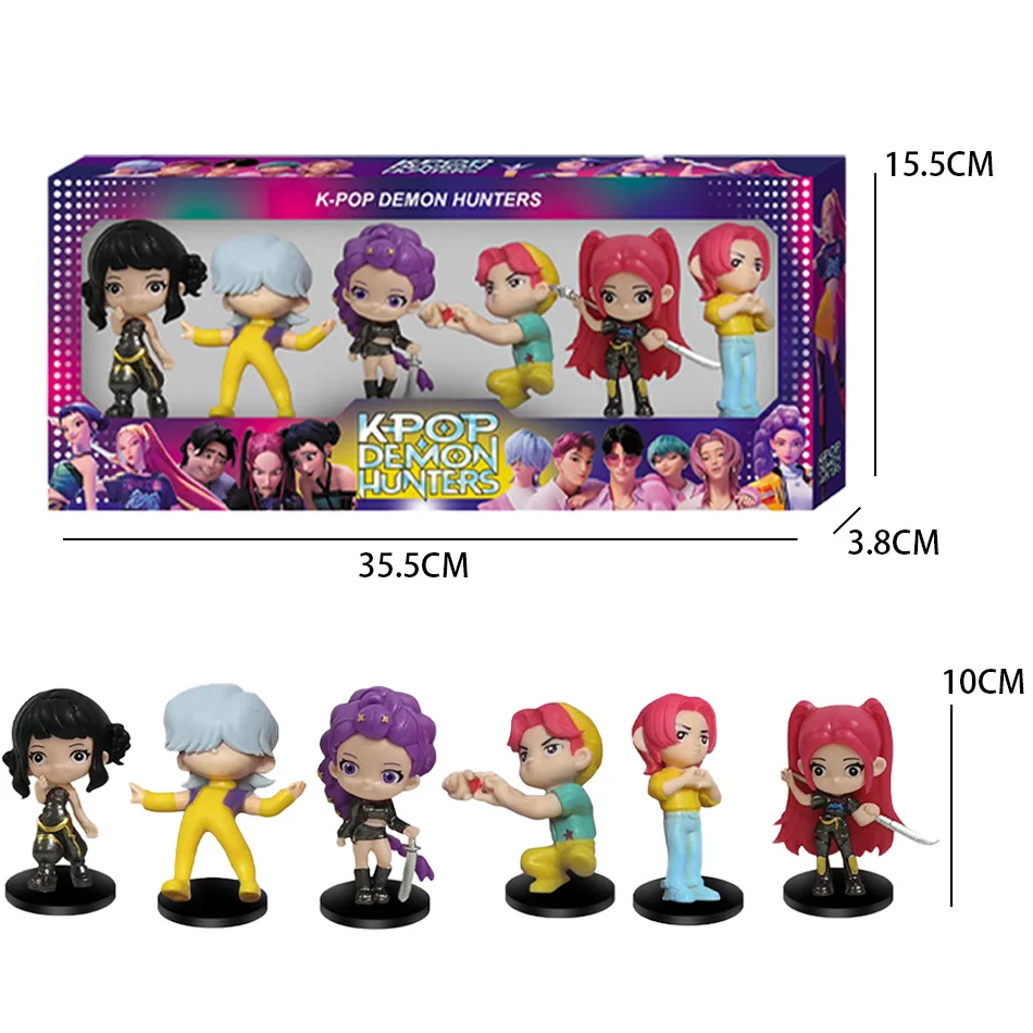 Hot 6p/12p Kpop Demon Hunters Saja Boys Kpop Girls Series Anime Figure Decorazione da scrivania Statue Ornamento Regalo di Natale/Halloween