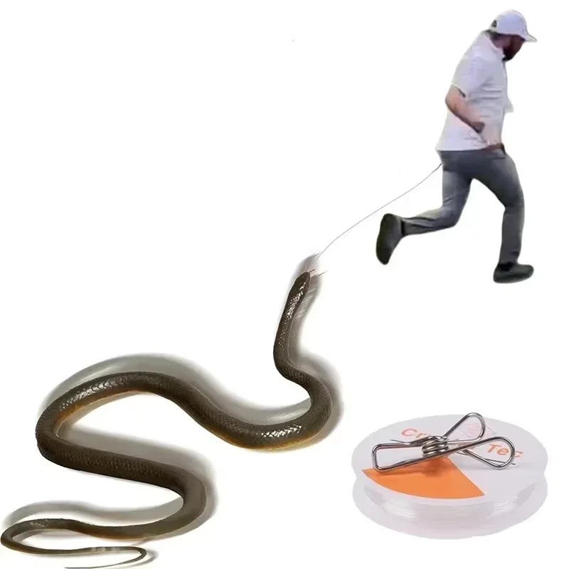 New Snake Prank with String Clip - Snake on A String Prank That Chase People Toy Funny Spoof Gift Outdoor