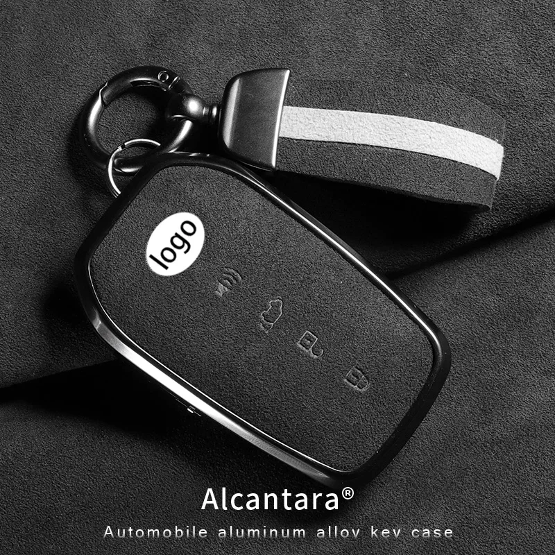 

Aluminum Alloy Suede Car Remote Smart Key Fob Case Cover Shell Fit For Toyota Venza Land Cruiser Tundra Sequoia 2023 2022