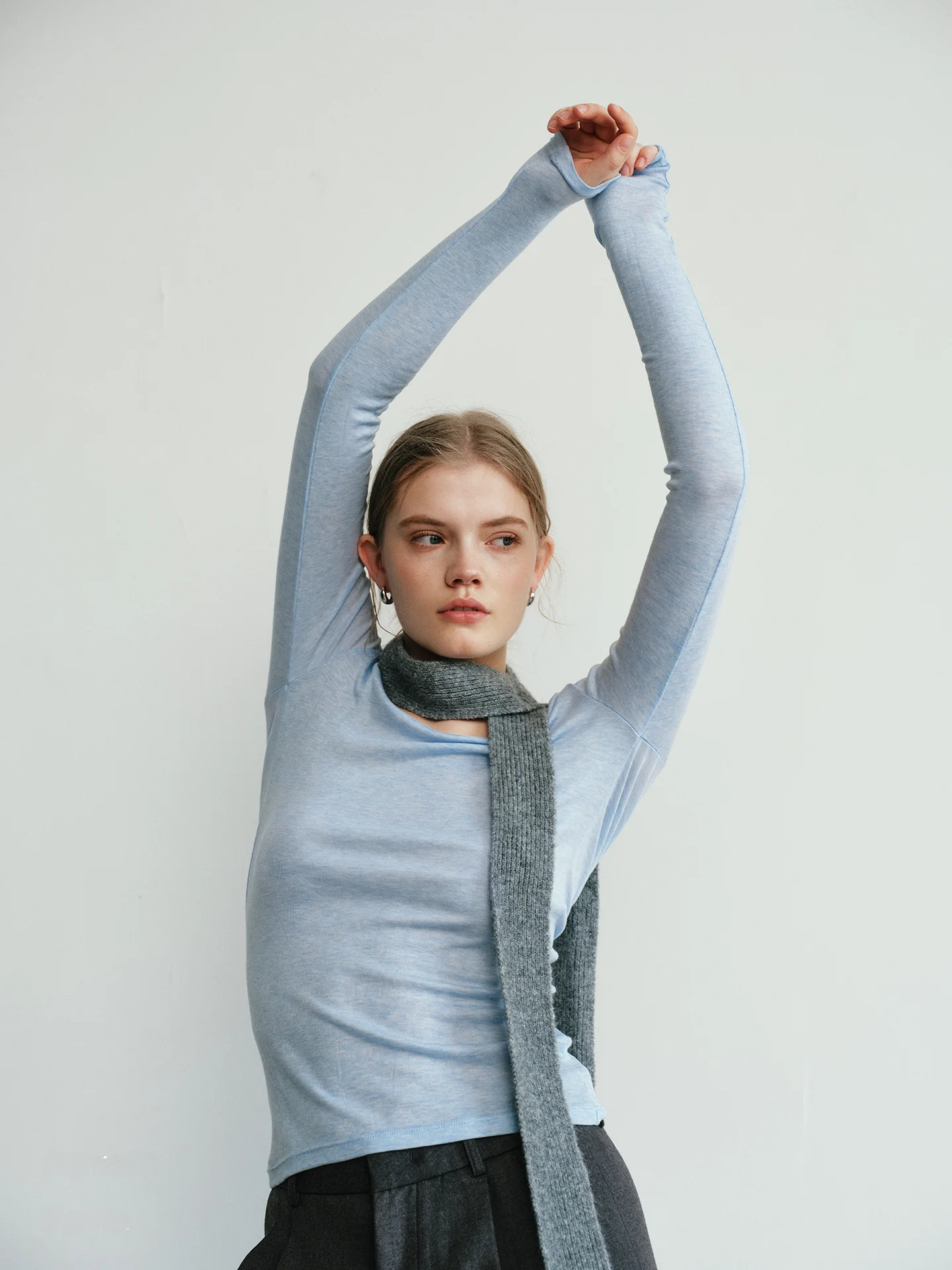 

Aevum Form 2025 Autumn New Merino Wool Lyocell Long Sve Base irt Women's Knitted Soft Comfortable Skin-friendly Breathable