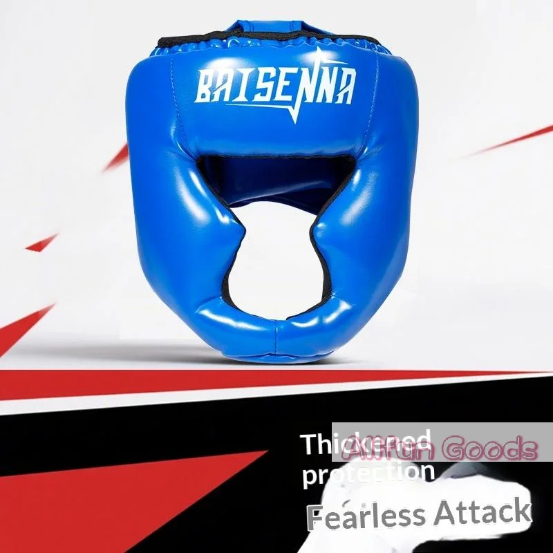 Boxing Helmet Leather Karate Muay Thai Sanda Training Adults Kids Head Guard Taekwondo Helmets Full-Covered Thickened Men Women view 2
